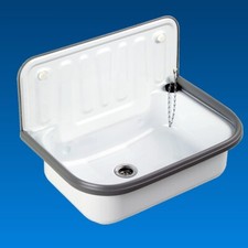 Ausgussbecken Stahl emailliert Spülbecken Waschbecken Stahl Becken weiß