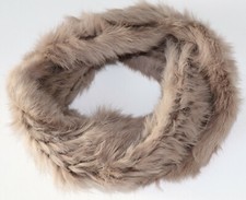 Pelz Schal Schlauch Loop Rund Strick Fell Tube Mantel Besatz Stirnband Beige