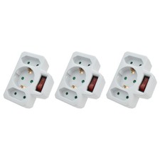3Stk 3fach Steckdosenadapter Mehrfachstecker Adapter für Steckdose mit Schalter