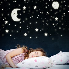 Wandkings fluoreszierende Leuchtaufkleber Sonne Mond und Sterne XL 114 Stück