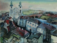 Gemälde Aquarell Stadt