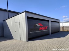 Blechgarage 9x6x2,4m in Farbe mit  Sektionaltoren Werkstatt Fertiggarage Montage