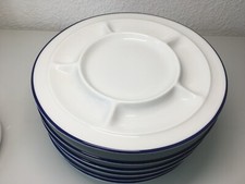 6 THOMAS Scandic FJORD Fondue Grill Raclette Sushi Teller blauer Rand D 25,5 cm