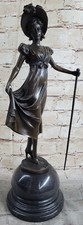 Vintage Original Bronze Statue Junger Mädchen Viktorianisch Jugendstil Figur