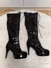 Lack Overknee Stiefel Gr. 42 Neu Schwarz