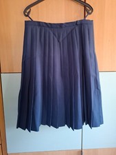 Vintage Faltenrock Marineblau – A-Linie, Glockenform, Polyester, alte Gr. 48