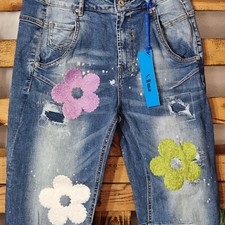 SEXY WOMEN BLUMEN JEANS RISSE