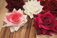 Rosen Haarspange / Haarclip / Alligator-Clip Haarblume Rot Pink Orange Weiß Neu 