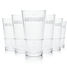 6x Absolut Becher Glas 0,3l Kunststoff Hartplastik Mehrweg Gläser Geeicht Gastro