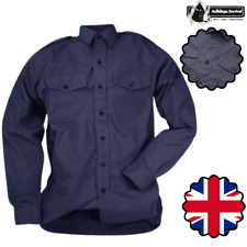 Herren Langarm Hemd Britische Armee Surplus Shirt Working Dress Arbeitshemd Blau