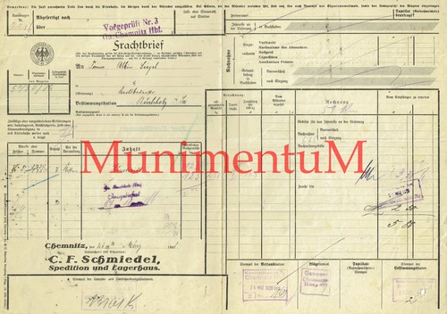 Frachtbrief 1928 spedition - frachtbrief, &