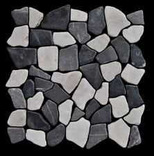 1 Matte Marmor Grau Weiß M-006 Bruchstein-Mosaik - Naturstein Fliesen Badezimmer