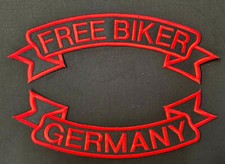 FREE BIKER GERMANY PATCH AUFNÄHER ROT BIKER Rückenschleife 28cm 35cm oder 40cm