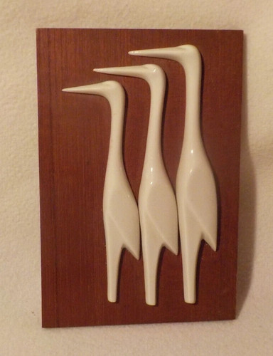 Porzellan reiher auf holz - porzellan,