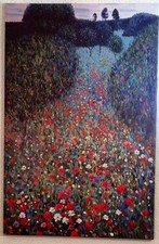 Leinwandbild Mohnwiese - Gustav Klimt  90x60 cm 