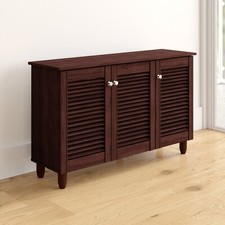 Schuhschrank Standregal Aufbewahrungsschrank Sideboard Flurschrank Lamellentüren Nussbaum
