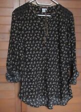 Liberty schöne Langarm-Bluse Gr. XL schwarz mit Vogelprint – Neuwertig –