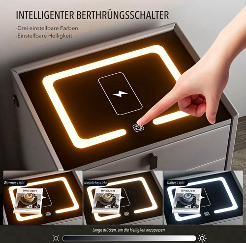 Nachttisch grau led - nachttisch,