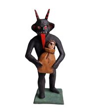Grulicher Krippenfigur, Krampus / Teufel mit Kind im Sack,  10 cm     (# 17357)