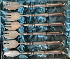 6 kleine Gabel, Austerngabel, Kuchengabeln, Jugendstil, 800er, vor 1920