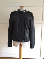 Superdry Lederjacke, Bikerstil, Schwarz, Gr. M