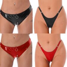 DE Damen Wetlook Tanga Slip Shorts Spitzen Dessous Unterhose Bikinihose Hotpants