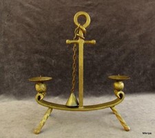 antike Kerzenleuchter aus Schmiedeeisen in Ankerform zum stehn und aufhängen