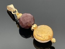 ANHÄNGER AUS 925/-SILBER VERG. MIT COFFEE QUARZ+BK/ BLATTGOLD   SCHMUCKJAGD