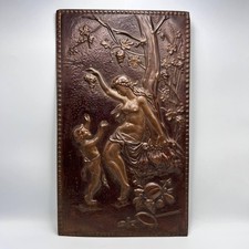 Vintage Kupfer Relief Wandrelief Jugendstil Venus Frau Kind Ernte Szene