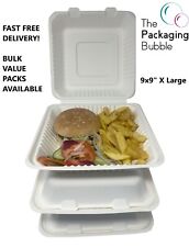 Bagasse extra große Takeaway-Box kompostierbar biologisch abbaubar kunststofffrei 9x9" XL