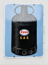 Emailschild Esso Gas beidseitig emailliert - 59x44cm - Original um 1950