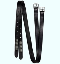 Steigbügelriemen Leder Waldhausen Silverstar schwarz mit Glitzersteinen, 150cm