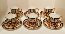 Set 6 Royal Crown Derby Imari 2451 Kaffeetassen & Untertassen 1927