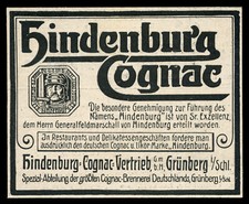Alte Werbung 1916 Hindenburg