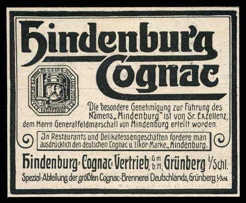 Alte werbung 1916 - alte, hindenburg