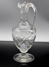 antike Jugendstil Kristall- Glas Karaffe Krug mundgeblasen geschliffen H26cm