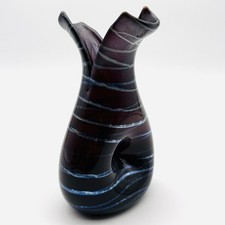 Erwin EISCH | Vase mit Fadendekor | Studioglas | Frauenau | signiert | 20,2 cm