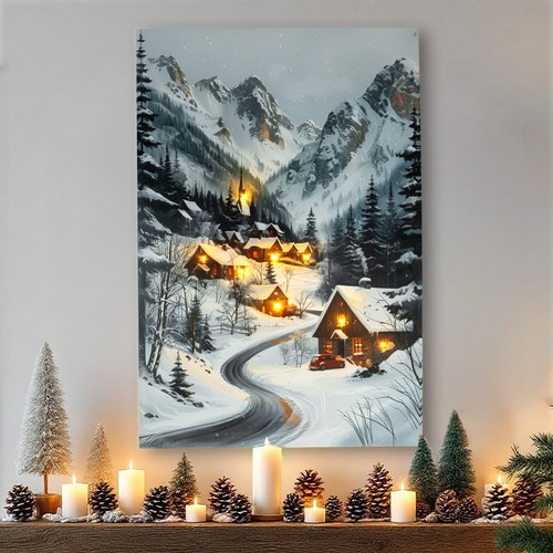 Winter dorf wand bild - winter,