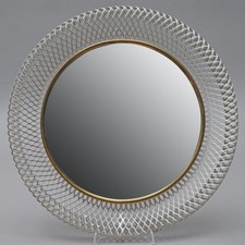 50er Jahre Wandspiegel Vereinigte Werkstätten München Messing Streckgitter 1.RAI