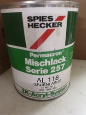 Spies Hecker Permacron Mischlack Serie 257  1 Liter Dose AL118 Gruenlasur