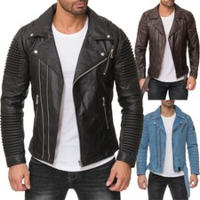Reichstadt Herren Biker Jacke Bomber Kunst- Echt-Leder Denim Jeans Motorrad Dope