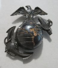 WWII Usmc Adler Globus Anker Ega Screwback Kappe Abzeichen Geschwärztem Messing