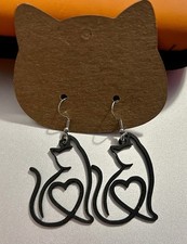 Cat line heart ohrringe - heart, ohrringe,
