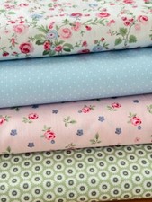 HILCO Stoffpaket Baumwollstoff Popeline EMILIE Stoff Rosen Blumen & Punkte