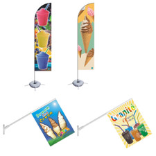 Beachflag Softeis Werbung Cafe