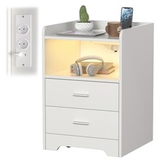 Nachttisch Weiß/Schwarz Nachttischschrank Bettkommode mit Schubladen ModernMöbel