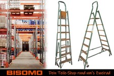 Stehleiter Stufenstehleiter HACA Leiter rollbar 6 Stufen + Tritt 1,65m 2-seitig