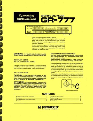 Pioneer 777 graphic - pioneer, gr-777
