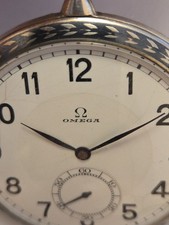 OMEGA Lepine ART DECO  Tula/Niello 0,900 SILBER Herren Taschenuhr 1923-1929