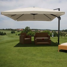 B-Ware Ampelschirm MCW-A96, Sonnenschirm, 3x3m Polyester/Alu, Flap, creme-grau